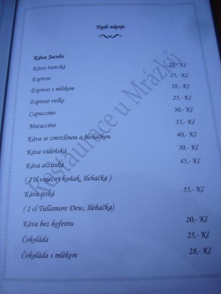 Nabídka kávových nápojů